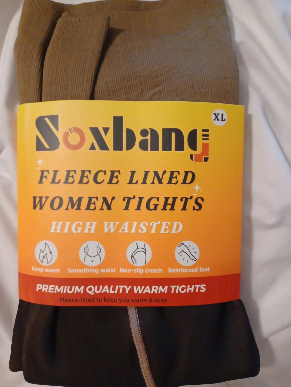 Soxbang high-waisted fleece-lined women's tights in a size XL